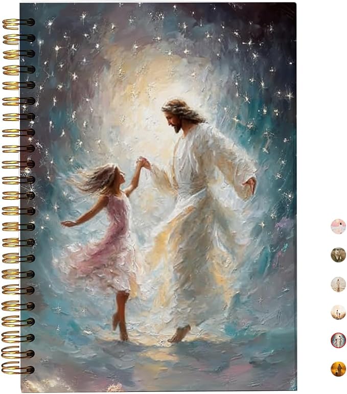 bitCNY Jesus and Girl Notebook – Christian Spiritual Art Journal for Women and Teens, 8.3x5.5 Inches Religious Faith Notebook 402