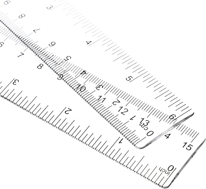EBOOT 2 Pcs Acrylic Rulers Clear Plastic Rulers Straight Shatterproof Transparent Ruler Measuring Tools with Inch and Centimeter Accuracy for Back to School Supplies Class Office Crafts (6 Inch)
