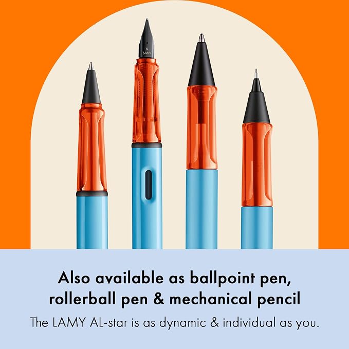 LAMY AL-star denim - Fountain Pen with ergonomic grip & polished steel nib in size M - lightweight aluminum body - including LAMY T 10 blue cartridge - Right-Handed