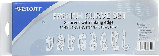 Westcott French Curve Template, Set of 8 (FC-8)