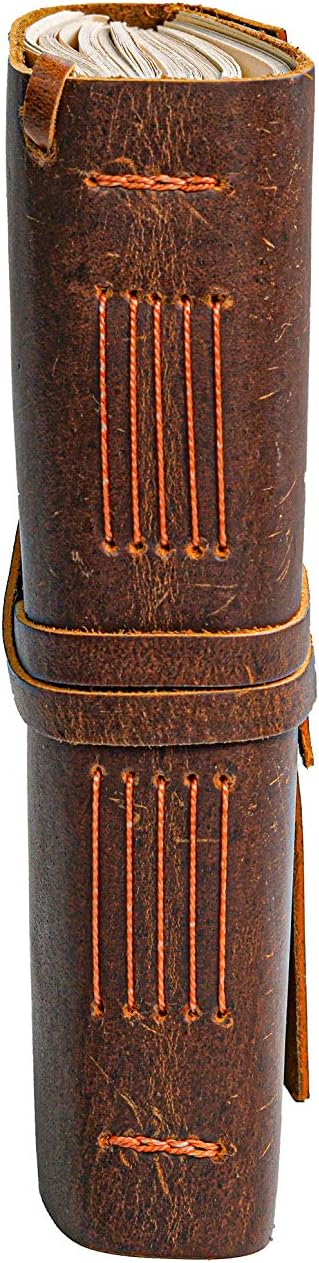 HLC Leather Journal Notebook（6x8 in）- Vintage Leather Bound Journals Handmade Rustic Finish Book for Men and Women Unlined Leather Craft Paper 300 Pages, Diary Pocket book To Write In
