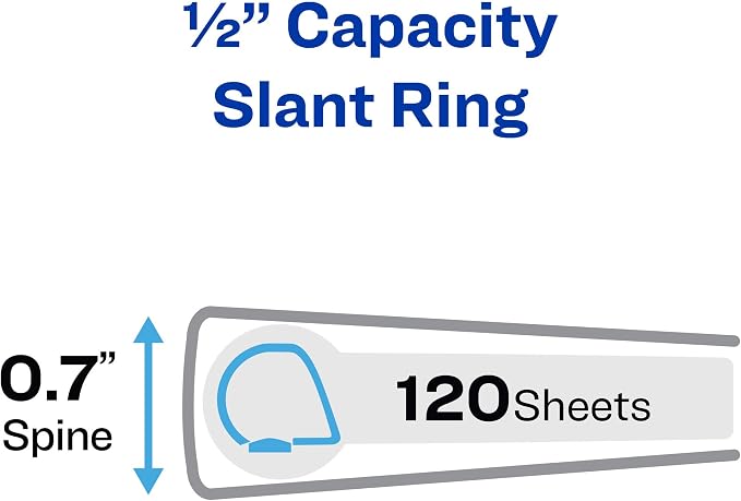 Avery Heavy Duty View 3 Ring Binder, 0.5" One Touch Slant Ring, Holds 8.5" x 11" Paper, 4 Black Binders (79708)