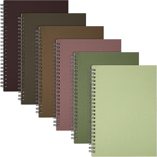 Fuutreo 6 Pack B5 Spiral Notebooks 10.5 x 7.45 Inch College Ruled Aesthetic Journal Kraft Hardcover 70 Sheets (140 Pages) Spiral Notebook for Office Students Work Journaling(Fresh,Morandi)