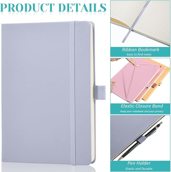 Laumoi 14 Pack Hardcover Journal Notebooks Bulk A5/A4/B5 Journaling Notebook Wide Ruled PU Leather Ruled Lined Journals with Pen Holder for School Business Work Writing (Candy Color,A5)