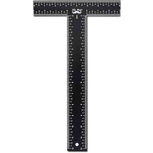 Mr. Pen - T Square, T Ruler, 12 inch Metal Ruler, T Square Ruler | Drafting Tools, Architect Ruler, Set Square, Drafting Ruler, Tsquare, Truler, Architectural Triangle, Tee Ruler, L Square