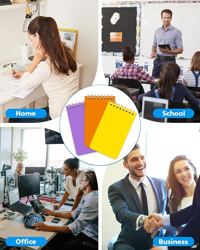 Dynta Pocket Notebook Bulk 60 Packs, 3x5 Inch Mini Notebook Top Bound With Lined Pages, 10 Vibrant Colored Small Notepad 60Sheets/120Pages, Note Pads for Listing, Planning, Note Taking