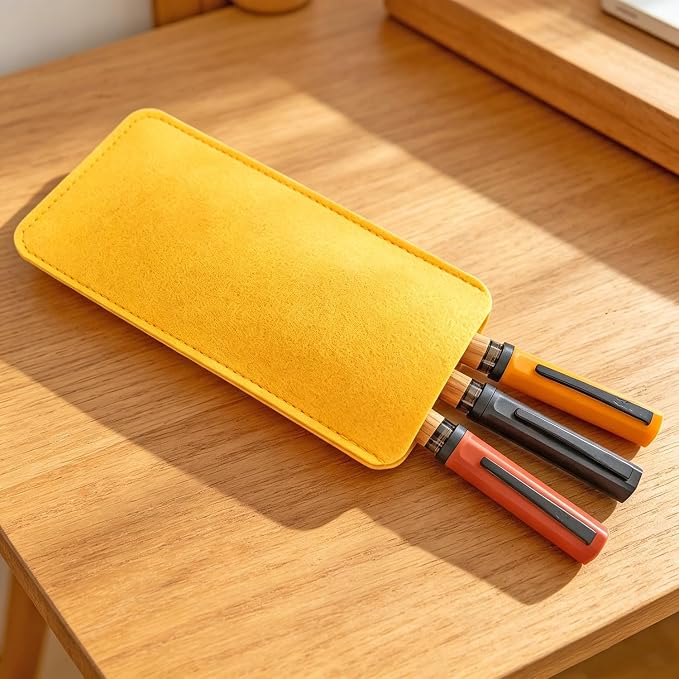 Jinhao 58 Natural Oak Wood Fountain Pen Set, 3-Pack (Ebony/Turmeric/Orange) | Value 3-pack curated wood pens with protective felt pouch & ink converters. Perfect elegant gift for office & journaling.
