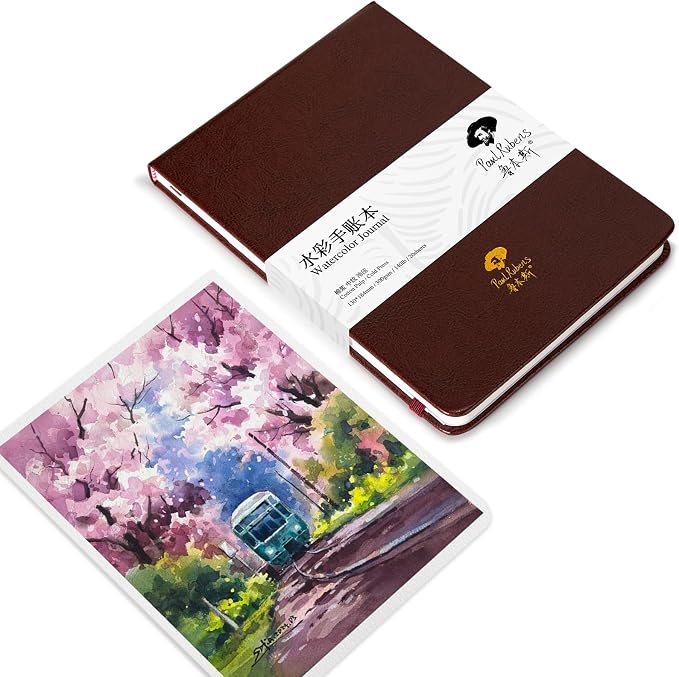 Paul Rubens Watercolor Journal, 100% Cotton Acid-Free Cold Press Watercolor Sketchbook 7.24 * 5.12 Inches, 140lb/300gsm,20 Sheets for Watercolors, Gouache, Acrylics
