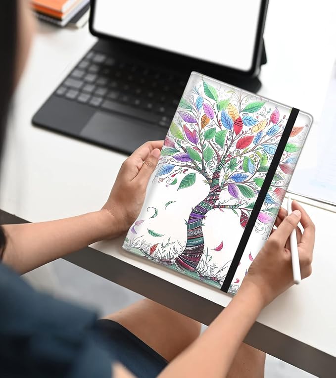 A5 Leather Lined Journal Notebook, 200 Pages Hardcover Executive Notebook for Men Women Office School Note Taking, Thick Writing Paper Daily Journal with Bookmarks/Indexes, Colorful Tree of Life