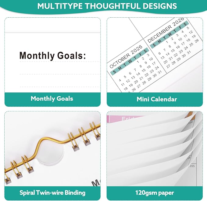 2026-2027 Wall Calendar, 14.5" x 11.8" 18 Month Colorful | July 2026-December 2027 120Gsm FSC-Certified Paper Monthly Calendar, Twin-Wire Binding, Ruled Blocks, Holiday Reference