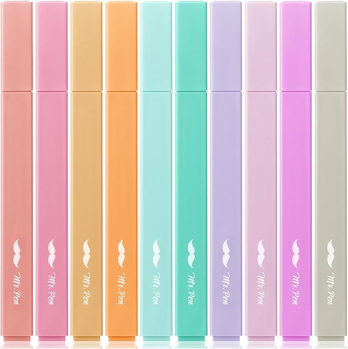 Mr. Pen- Aesthetic Highlighters No Bleed, 10 Pack, Assorted Colors | Chisel Tip, Cute Highlighters Assorted Colors for Journaling, Highlighting, Underlining, Fast Dry, Back to School Supplies