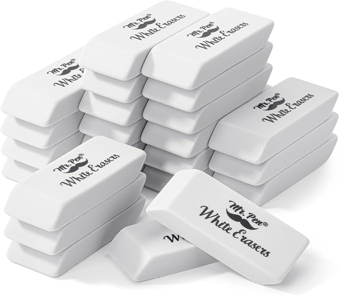 Mr. Pen- White Pencil Eraser, 24 Pack | Large Latex Free Block Erasers Bulk for School, Office, Art Sketching, Homework, Exams, Clean Smudge-Free Correction