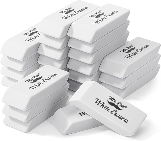 Mr. Pen- White Pencil Eraser, 24 Pack | Large Latex Free Block Erasers Bulk for School, Office, Art Sketching, Homework, Exams, Clean Smudge-Free Correction