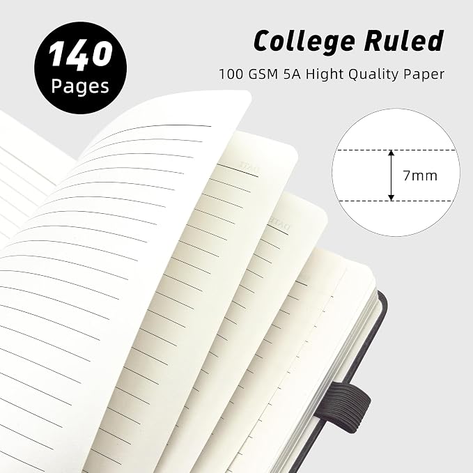 LEAGIM Lined Spiral Journal Notebook for Women & Men, College Ruled Hardcover Notebook for Work & Note Taking, Journals for Writing, 100 GSM, Business, School, 140 Pages, A5(5.8"x8.5") - Black