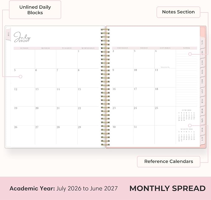 Blue Sky 2026-2027 Weekly & Monthly Academic Planner, 8.5"x11", Cherie | July 2026 - June 2027, Flexible Cover, Wirebound, Laminated Tabs, Storage Pocket, Stickers, Academic Year, Rachel Parcell