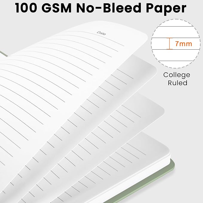 CICPAP Lined Spiral Journal Notebook, A5 College Ruled Notebook for Journaling, Note-Taking, and Daily Planning, Durable Hardcover with an Elegant Design, Green