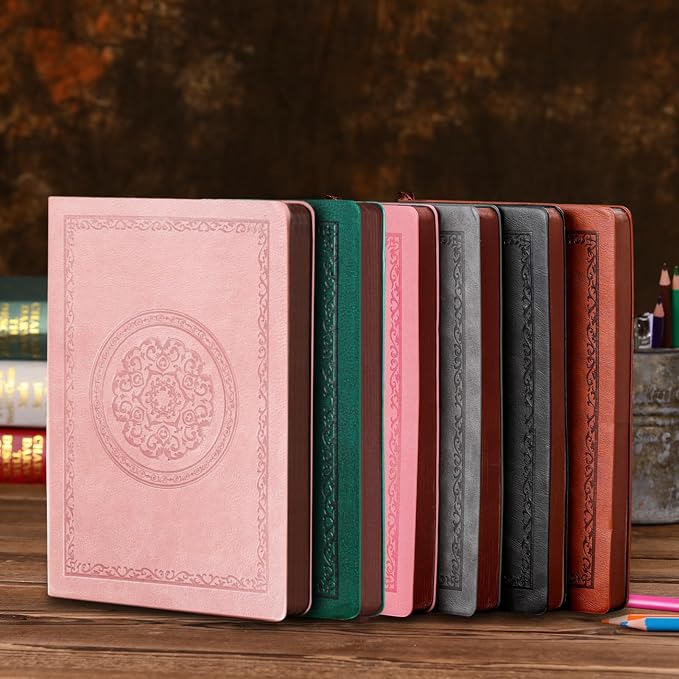 Fetinar 2026 Leather Vintage Journal Notebook,300 Pages,Leather Softcover Lined Journal Notebooks for Women Men,Notebook Journals for Writing Travel,Business,Office,5.7'' X 8.3'',Brown