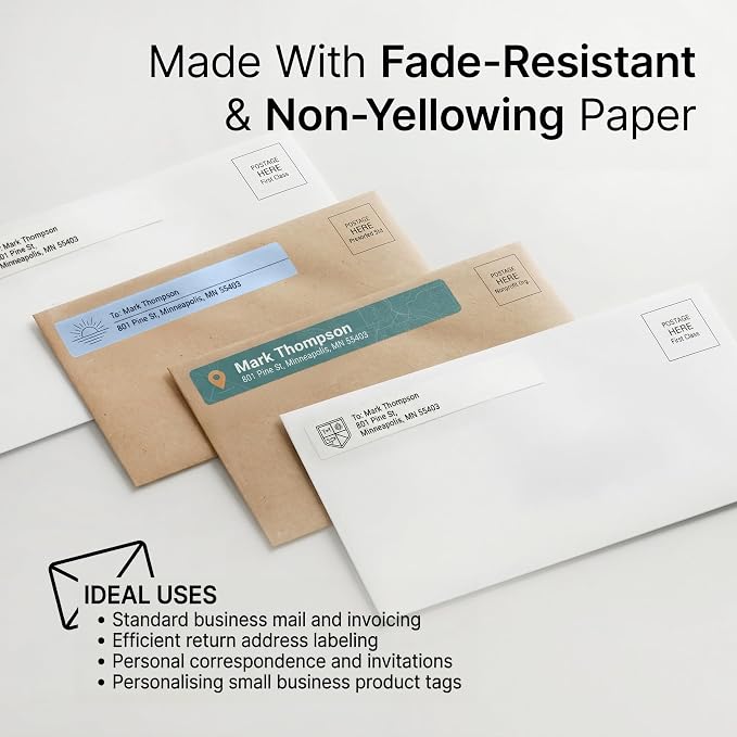 3 7/16" X 2/3" Matte White Printable Labels (100 Sheets, 3000 Stickers) File Folder, Address, Mailing Labels for Laser & Inkjet Printers - Spartan Industrial Template R012