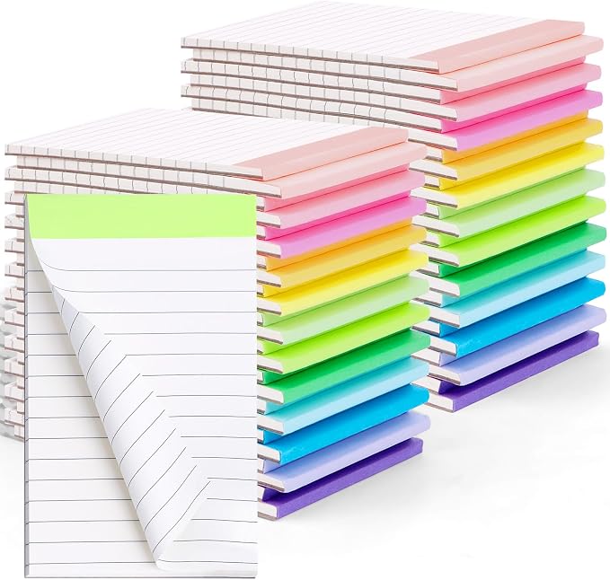 Oleitodh 48 Pack Mini Note Pads 3 x 5 Inch Lined Memo Pads Rainbow Colors | 80 GSM Paper, 30 Sheets Per Pad, Pocket Notes, To-Do Lists, School, Office, Teachers, Shopping Lists, Journaling