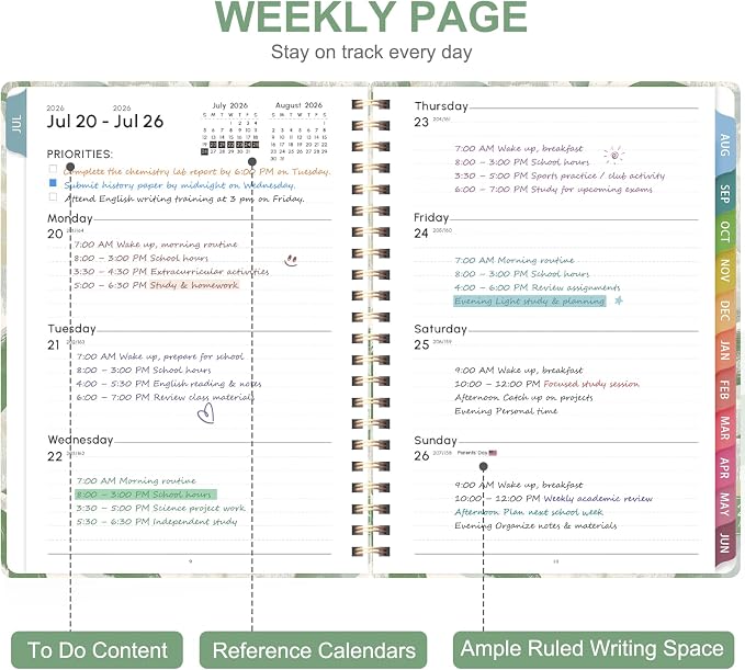 Planner 2026-2027, Weekly and Monthly Academic Planner, July 2026 - June 2027, Hardcover Calendar Agenda Book for School Year Planning, School Supplies for Teacher and Student, Letter Size(8.5'' x 11'')