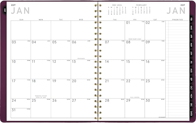 AT-A-GLANCE 2027 Appointment Book Planner, Weekly & Monthly, 8.25" x 11", Half-Hourly, Contemporary, Purple (70940X1427)