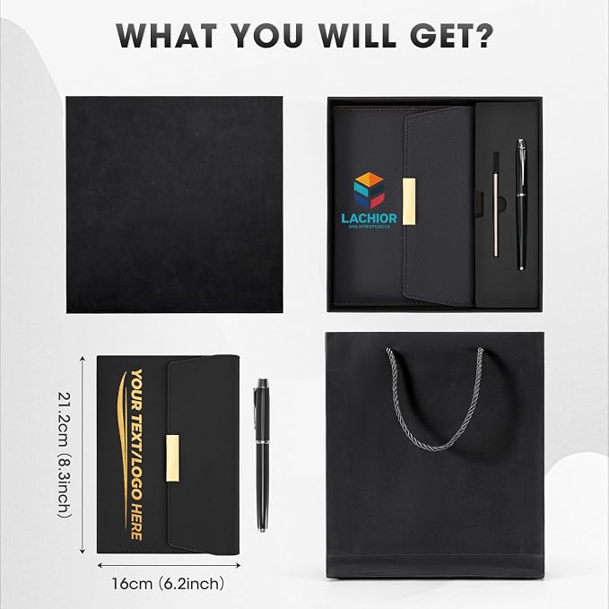 ENOMY Personalized A5 Notebook with Metal Pen & Gift Set Custom Notebook UV Printing Personalized Journal for Writing Work Plan College Gifts Men Women, Brown