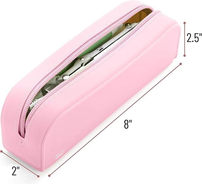 Mr. Pen- Silicone Pencil Case, Light Pink Pencil Pouch, Pencil Case Small | Multifunctional Pouch for Stationery, Cosmetics and Electrical Goods Storage