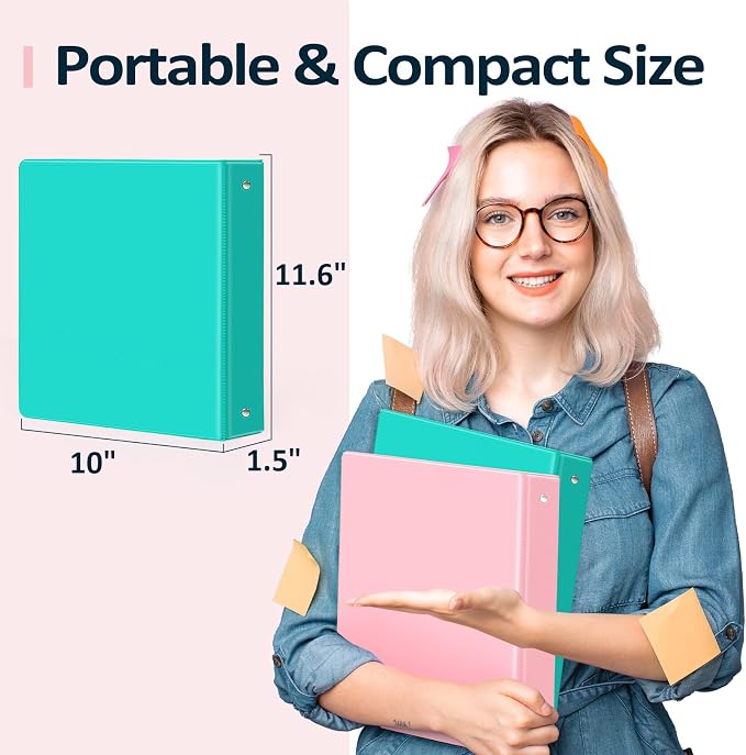 BinderX Extra Durable 3 Ring Binder, Round Rings 1 Inch Binder, Fits 175 Sheets of 8.5x11 Paper, Customizable View Cover with Inside Pockets, Cute 1" Binders, 1 Inch Binders 3 Ring, Olive Green