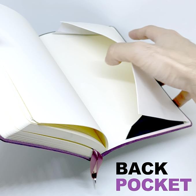 LeStallion Purple Journal To Write In For Women/Men - A5 Purple Faux Leather Notebook - Numbered 120gsm Thick Paper Writing Journal - 200 Pages Wide Ruled Light Purple Soft Cover Note Book