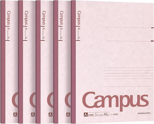 KOKUYO Campus Composition Notebook, 7 x 10 inch Lined Notebooks with 30 Sheets 7mm Ruled Paper, 5 Pack B5 Pink Notebook for School and Work, School Supplies Comp Book for Journal Diary