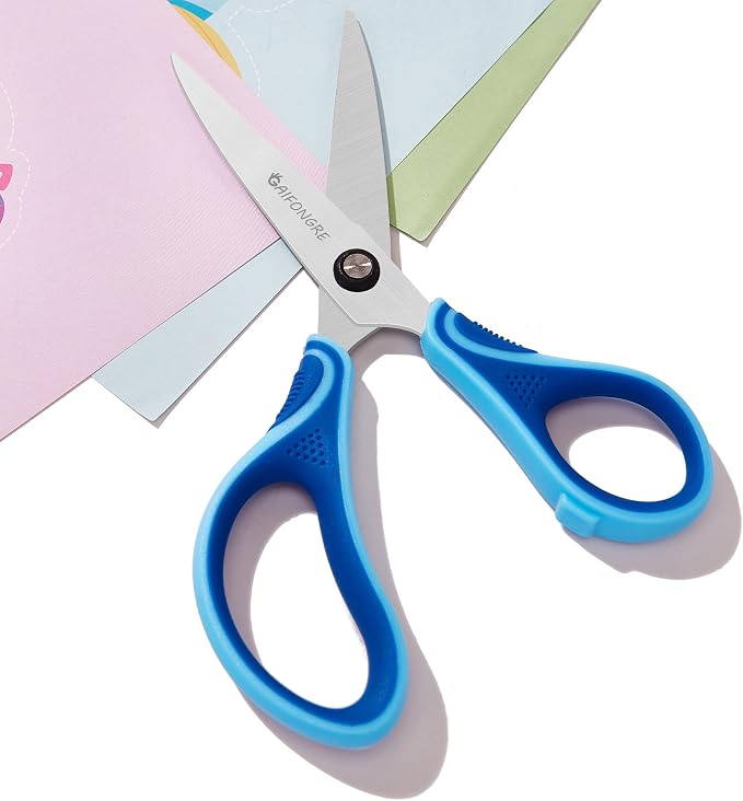 7" Student Scissors Set of 3-pack,Pointed Tip Blades,Kids Scissors Ages 8-10 8-12 8-16 for School Crafting Project,Great for DIY, Arts, Home, Red/Pink/Blue