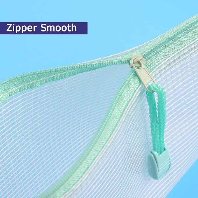 Tamaki 10 Pack Small Mesh Zipper Pouch Bags A6 Size | Waterproof Zipper Bags Pouches for Organization Office Supplies