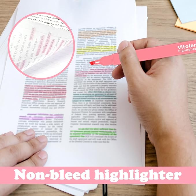 Vitoler Highlighters Assorted Colors,Chisel Tip No Bleed,12 Pack | long lasting ,Aesthetic,high quality for bible study,books,journal,writing,school office