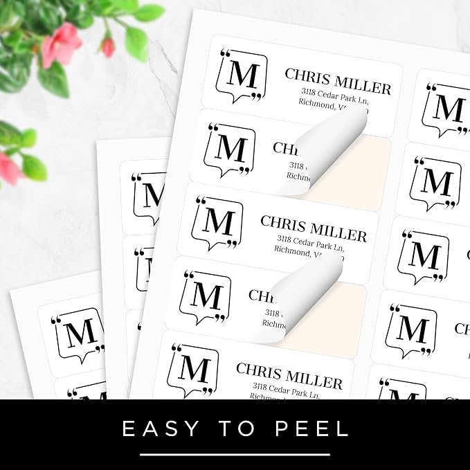 Personalized Return Address Labels, Custom Address and Name Mailing Labels Square for Envelopes & Branding - Typographic 1x2.6 Inches Flat Sheet of 60-1200 Made in USA by My Sign Center