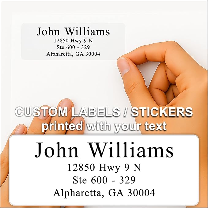 Personalized White Address Labels for Wedding or Business – Custom Return Address Stickers for Envelopes, Mailing & Shipping Packages – Bulk Business Mailing Labels by PrettySweetParty (Serif Font)