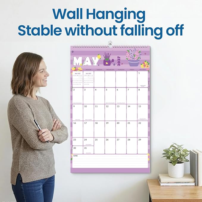 SUNEE 2026-2027 Wall Calendar Extra Large 17"x27", 21 Month July Calendar (Ends March 2028),Vertical Monthly for Wall, Cute
