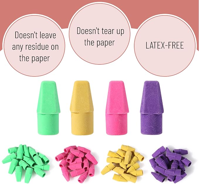 Mr. Pen- School Eraser Combination Set, 66 Pack, Neon Colors | Latex Free Erasers for School, Office, Art Sketching, Homework, Exams, Clean Smudge-Free Correction