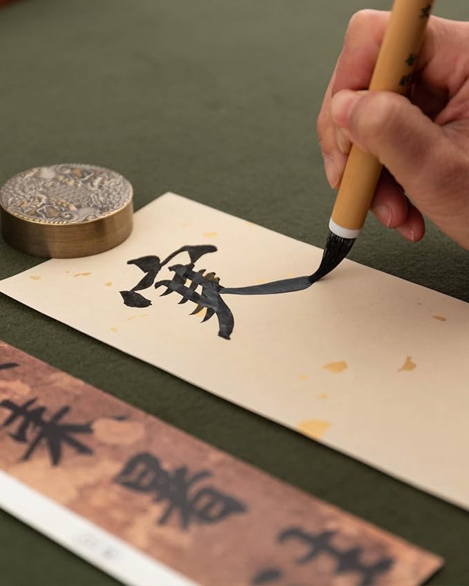 Professional Chinese calligraphy brush, Weasel tail hair Wolf Hair Lang Hao Sumi-e Brush for Zhi Yong's Thousand Character Classic, liquid Ink Brush for Running script Kanji Art, Zhi Yong Qian Wen 1pc