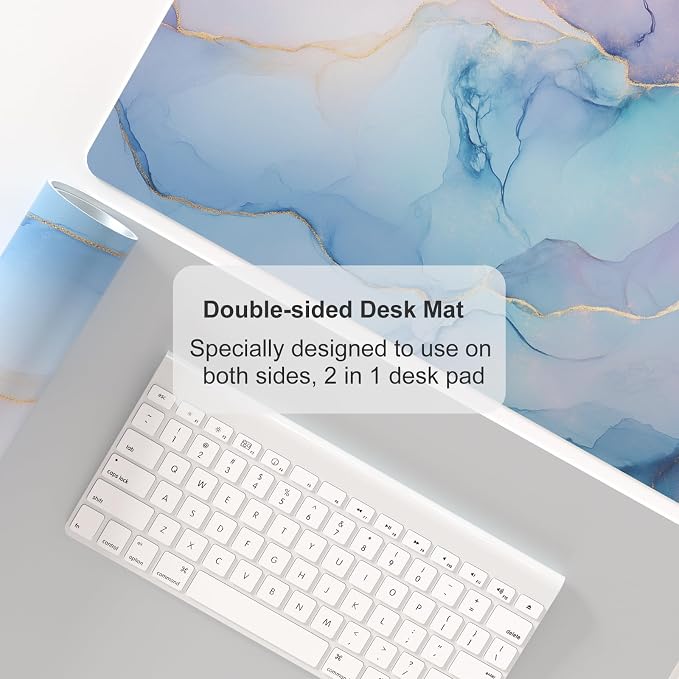 QIYI Large Mouse Pad, PU Leather Desk Mat for Desktop, Waterproof Gaming Desk Pad, Marble Painting Full Desk Accessories Keyboard Mousepad, Home & Office Décor 23.6" x 13.8" - Abstract Fluid Art