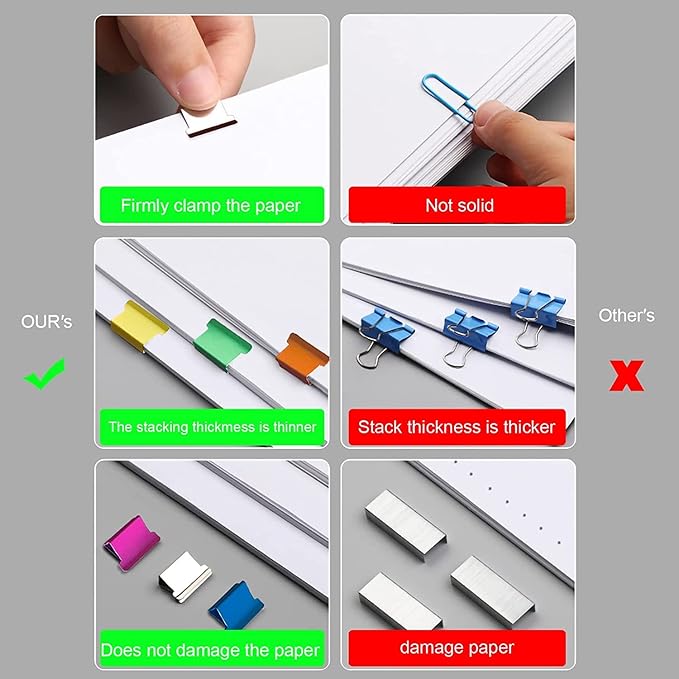Office Supplies - 100pcs Reusable Metal Paper Clips, Portable Dispenser (50 Colorful + 50 Silver), 2 Small Storage Bins