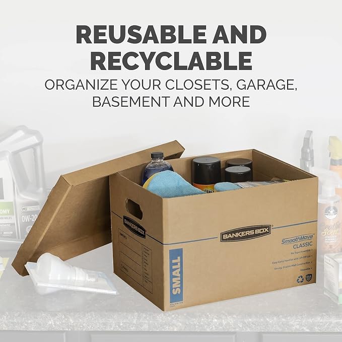 Bankers Box 20-Pack Small Classic Moving Boxes with Reinforced Handles | Pack books, files, and dense items with sturdy small boxes built for easy carrying and organized moves.