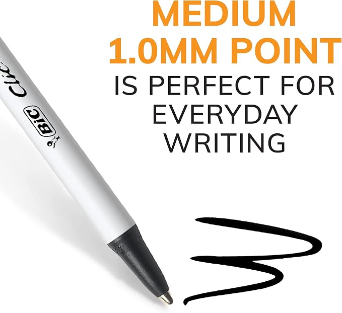 BIC Clic Stic Black Retractable Ballpoint Pens, Medium Point (1.0 mm), School Supplies for Students and Teachers, 24-Count Pack in Black