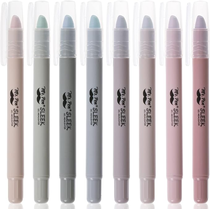 Mr. Pen- No Bleed Gel Highlighters, Dusty Colors, 8 Pack | Bible Highlighters and Pens No Bleed, Bible Markers for Study, Journaling, School Supplies and Accessories