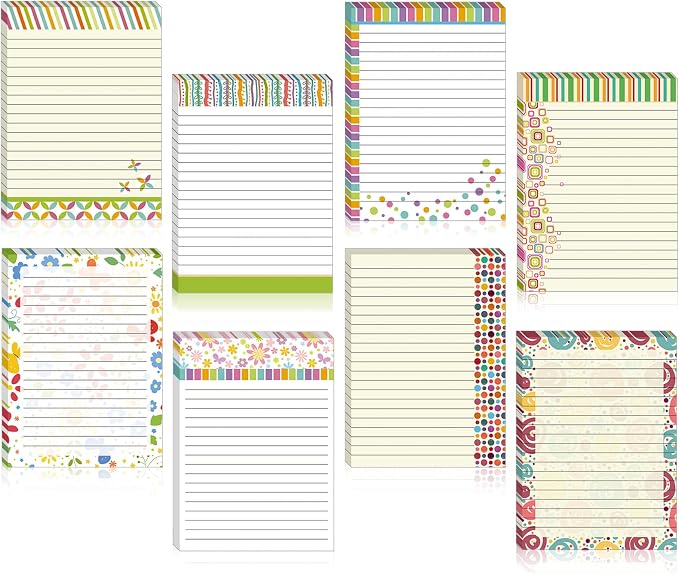 8 Pcs Cute Note Pads Fun Pattern Notepads for Women Colorful Scratch Memo Gift for Refrigerator Office Home to Do List Supplies,30 Sheets Per,4 x 5.6''