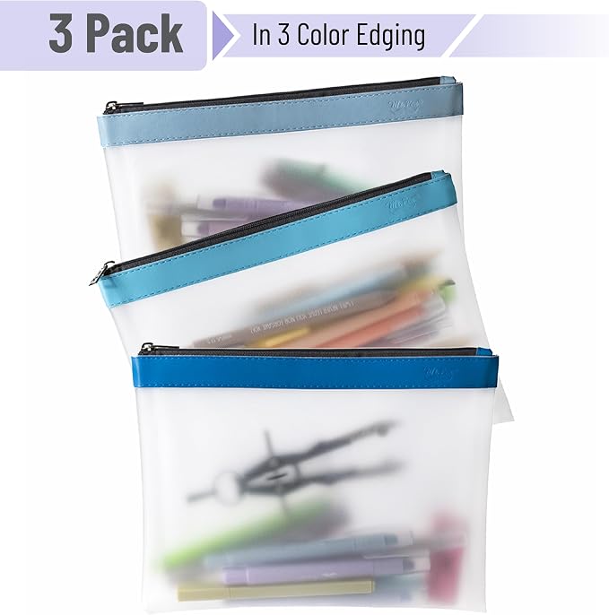 Mr. Pen- Clear Pencil Pouch, 9" x 6.88", 3 Pack, Durable TPU Material | Large Water-Resistant Pencil Bags with Smooth Zipper, Multipurpose Clear Pouch for Stationery, School, Office