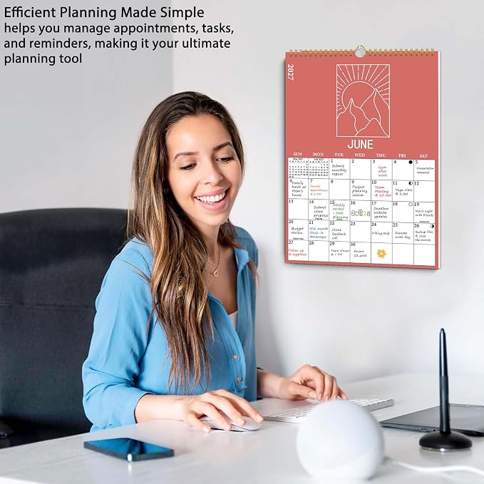 2026-2027 Wall Calendar, 18 Months Moon Calendar from July 2026 - December 2027, Aesthetic Lunar Boho Large Calendar for Home Office Kitchen, Thick Paper for Monthly Organization, Moon Phases, 10"×14.5"