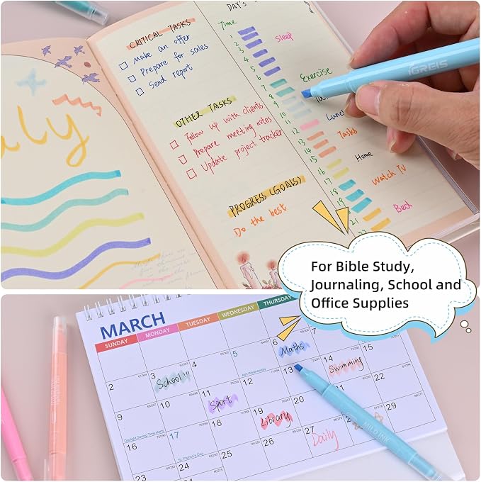 18 Pcs Aesthetic Highlighters and Gel Pens Set - 16 Colors Dual Tip Pastel Highlighters (Chisel & Fine Tips) & 2 Pcs 3-in-1 Multicolor Gel Pens for Journaling, School Supplies, Textbooks