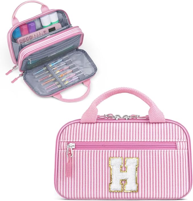 YOOLIFE Pencil Case for Girls, Cute Pencil Pouch Pen Case, Large Capacity Aesthetic School Supplies for Teen Girls, Pink H