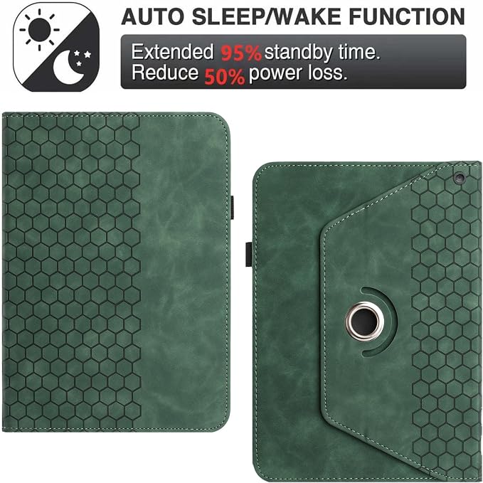 Rotating Case for Amazon Kindle Fire HD 10 Tablet & Fire 10 Plus Case,Green | (13th/11th Generation 2023/2021 Release) 360 Degree Swivel PU Leather Folio Stand Cover for 10.1" Fire HD 10 11th/13th Case