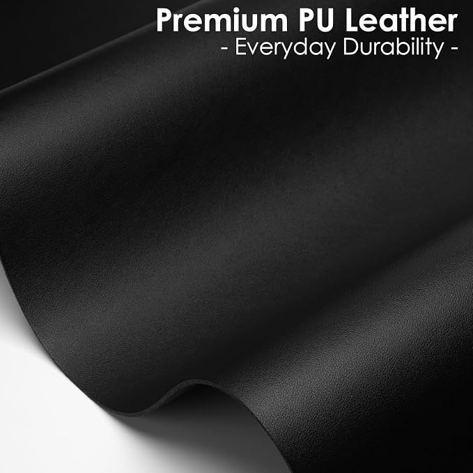 Leather Desk Pad Protector, Waterproof Mouse Pad, PU Desk Mat, Office Desk Cover, Desk Writing Mat for Office/Home/Work/Cubicle (Black) 9x8 in